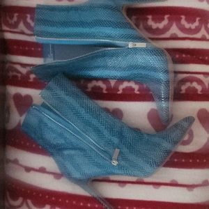 Black and blue zebra style heels